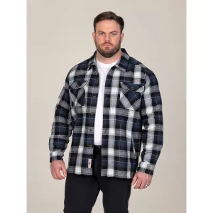 Surchemise D555 à carreaux bleu marine gris blanc-7XL