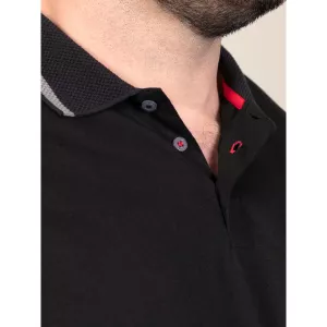 Polo D555 col jacquard liserés gris noir -3XL