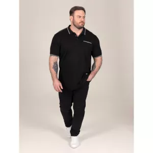 Polo D555 col jacquard liserés gris noir -7XL