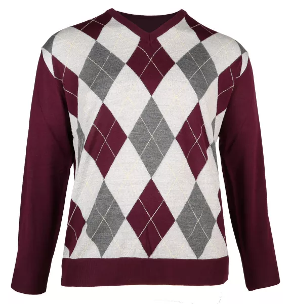 3XL Pull losange bordeaux de 3XL a 8XL Homme XXL4you