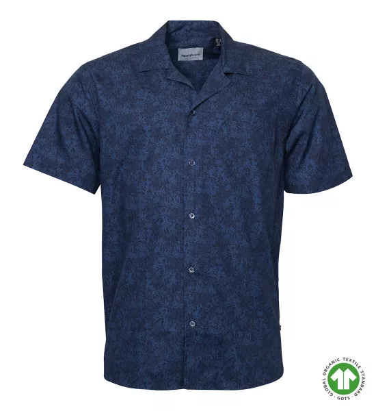 Chemise manches courtes bleu marine motif algue-3XL