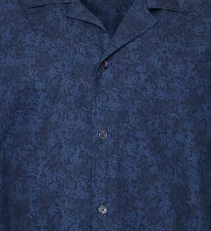 Chemise manches courtes bleu marine motif algue-3XL