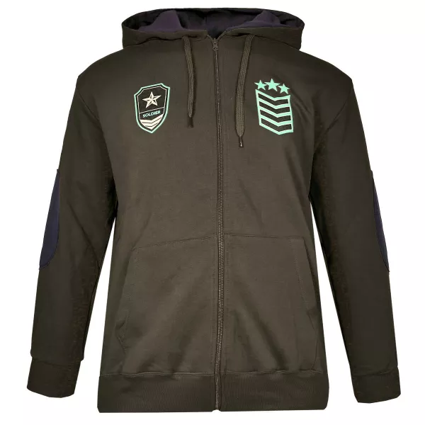 Sweatshirt zippé à capuche vert miltaire et bleu marine de 3XL à 8XL-5XL