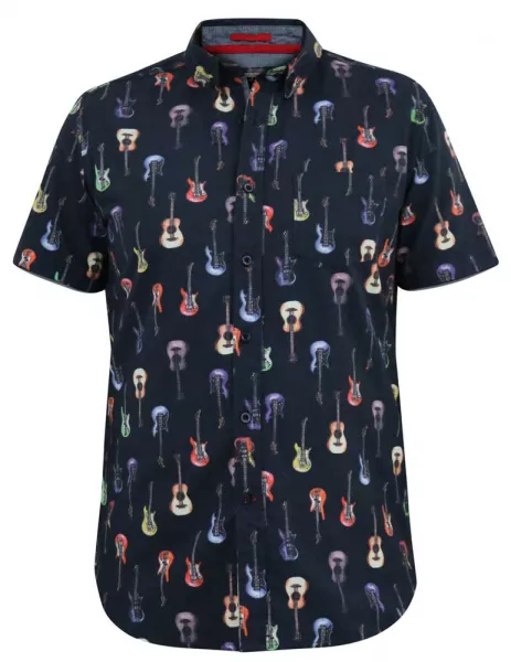 Chemise bleu marine manche courte de 3XL à 6XL - Guitares -3XL