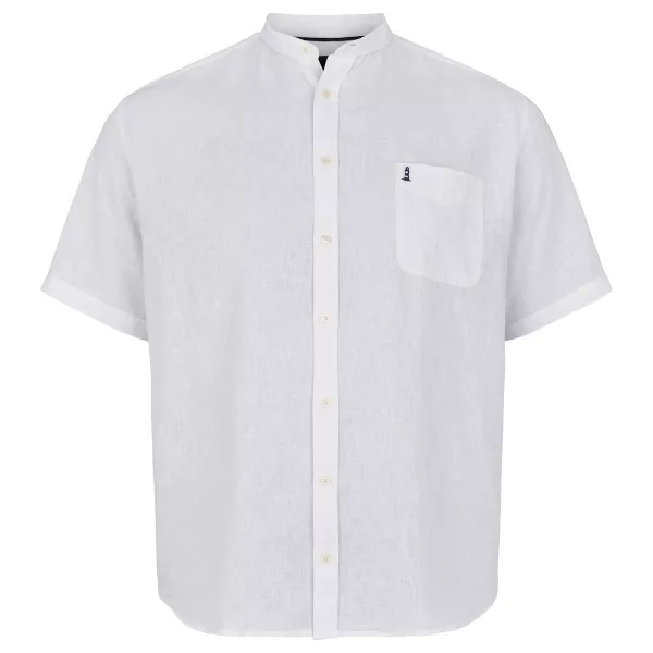 Chemise lin-coton manche courte col mandarin blanche de 2XL à 8XL-2XL