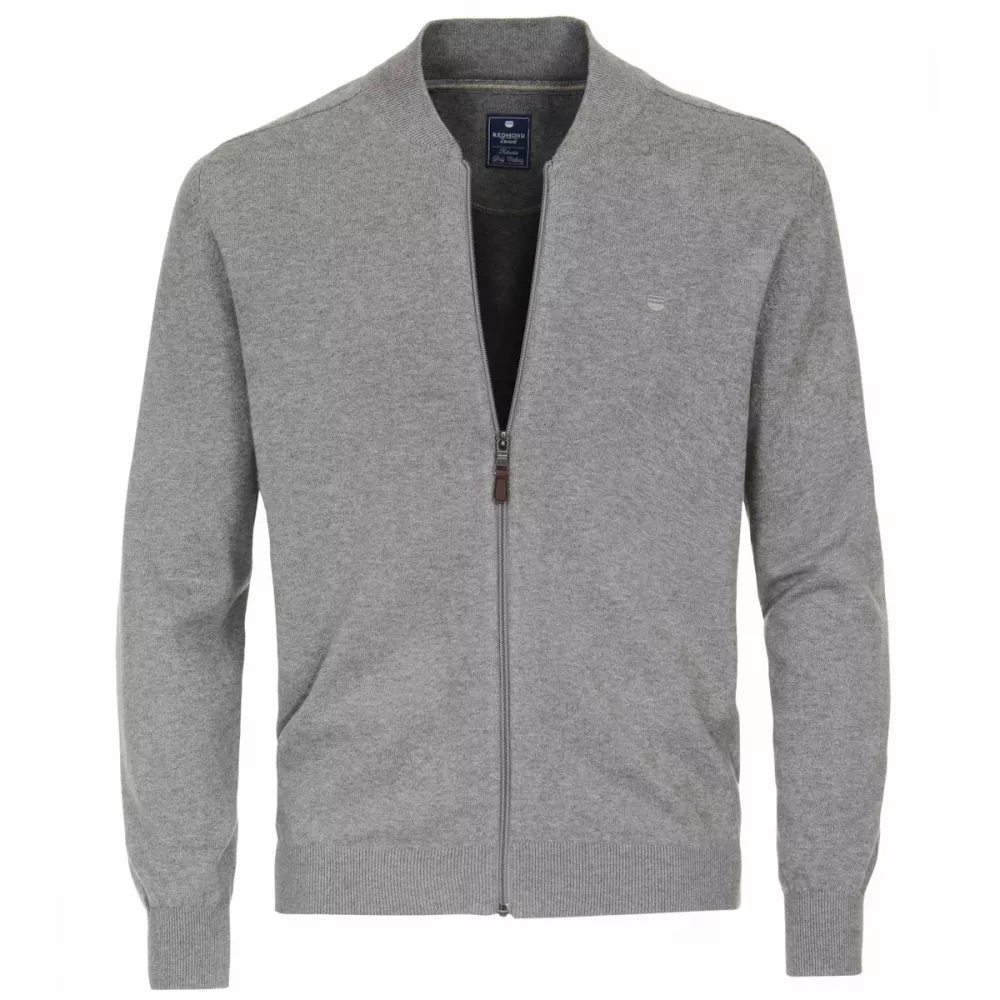 Pull Col Collège cardigan zippé gris clair de 2XL à 6XL-3XL