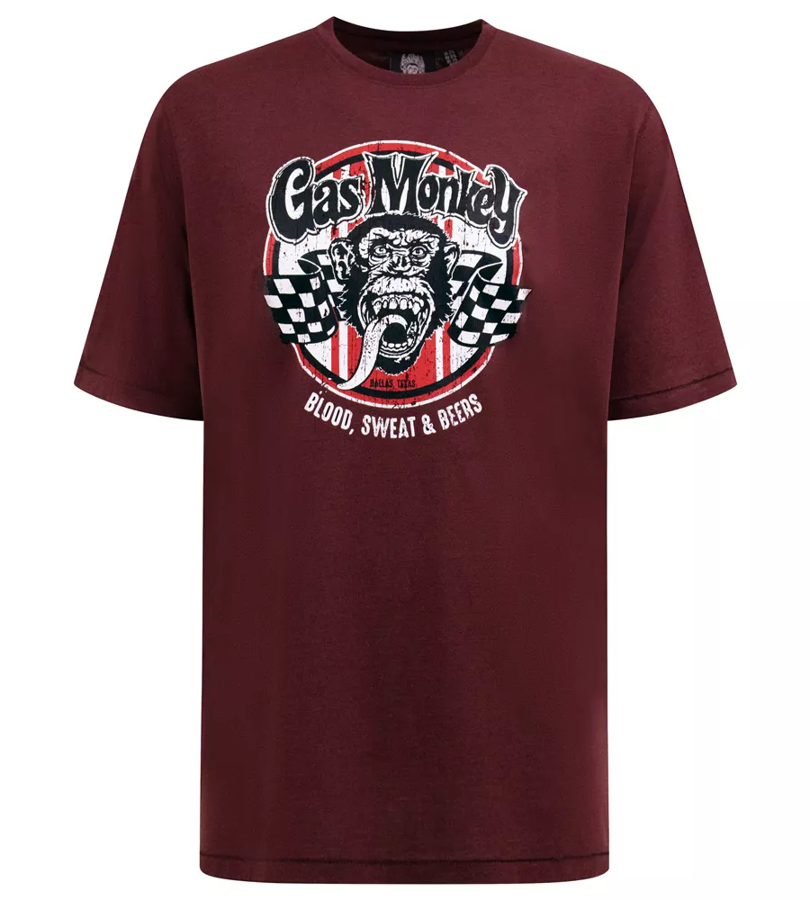 T-shirt Mélange de bordeaux manche courte 3XL à 6XL - Gas Monkey Garage-3XL