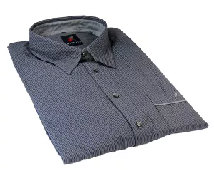 Chemise LORENA lignée gris blanc mauve