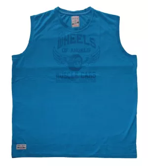 Tshirt sans manche bleu Motif Wheels-3XL