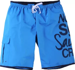 Short de bain bleu azur imprimé nautique