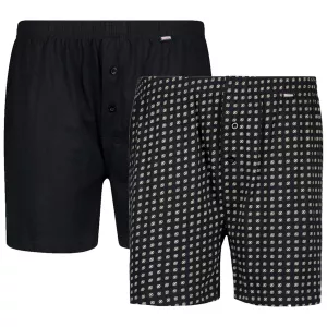 Pack 2 caleçons longs noir imprimé et uni-T28