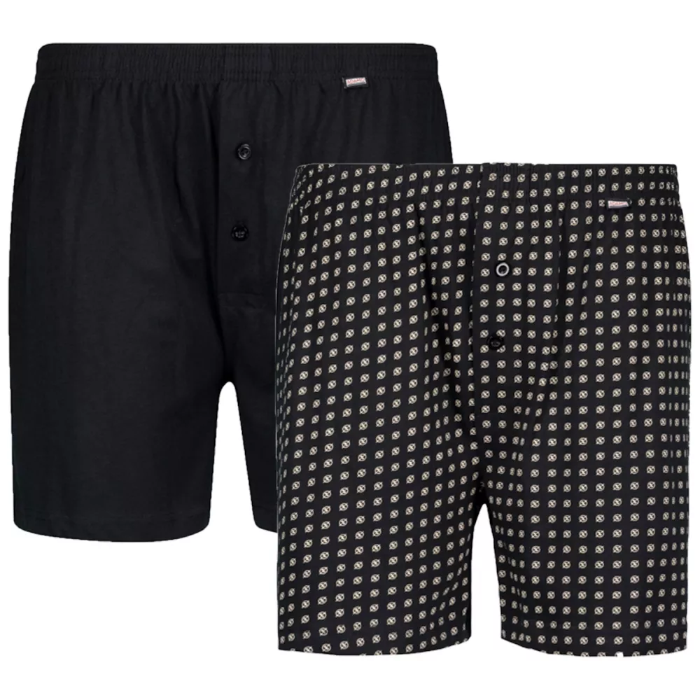 Pack 2 caleçons longs noir imprimé et uni-T9