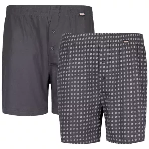 Pack 2 caleçons longs gris anthracite imprimé et uni
