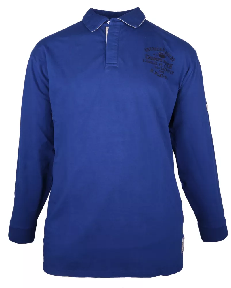 Polo Rugby manches longues bleu 3XL à 6XL-3XL