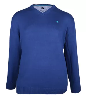Pull Hiver col en V bleu 3XL
