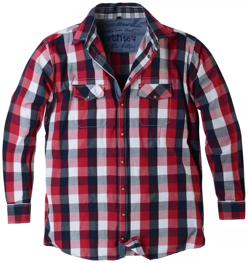 Chemise manches longues carreaux Noir blanc rouge 2XL-2XL
