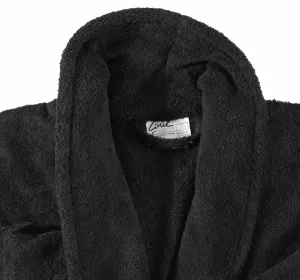 Sortie de bain noire en coton col chale-6XL