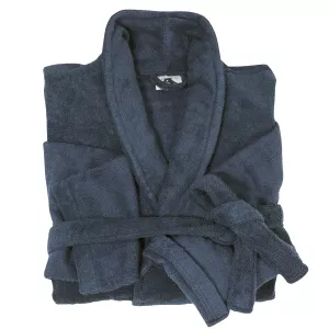 Sortie de bain bleu marine en coton col chale-5XL