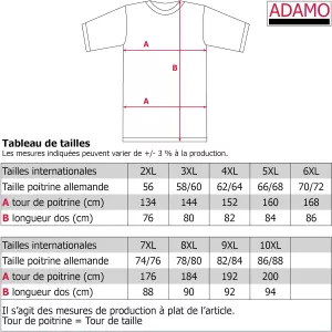 Pyjama court col en V bordeaux de 2XL à 10XL-7XL