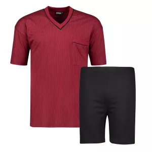 Pyjama court col en V bordeaux de 2XL à 10XL-7XL