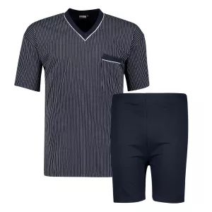 Pyjama court col en V bleu marine de 2XL à 10XL-4XL