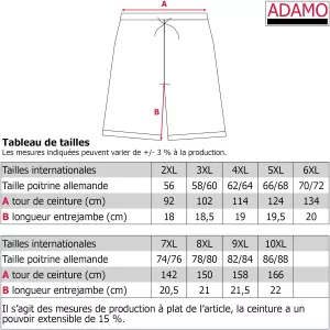 Pyjama court col en V bleu marine de 2XL à 10XL-3XL
