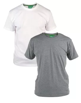 Pack de 2 T-shirts été manches courtes gris et blanc 2XL