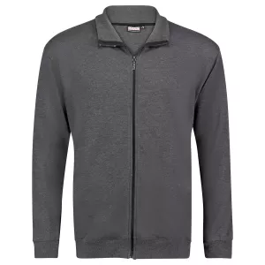Veste jogging zippée Mélange de gris foncé confortable-6XL