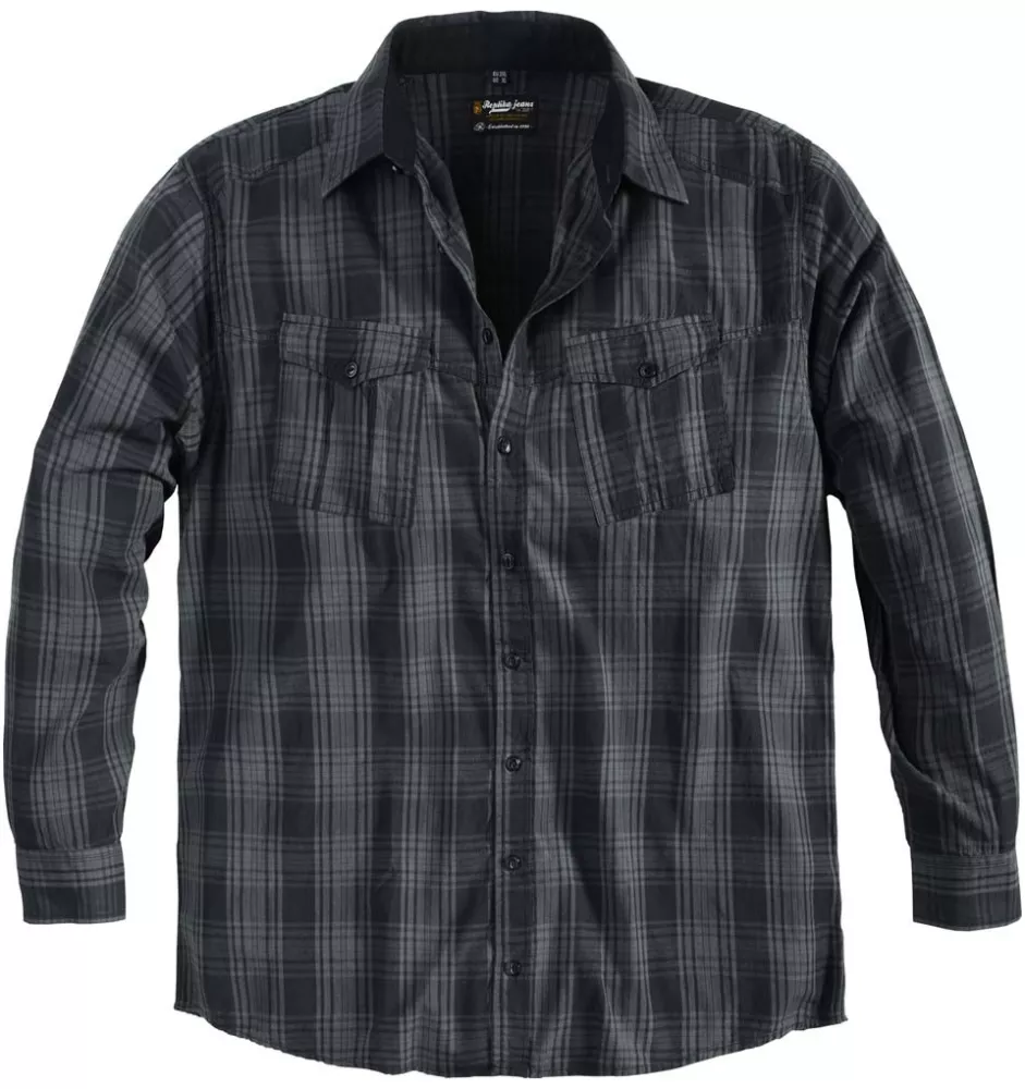 Chemise Replika carreaux gris  manches longues 3XL-3XL