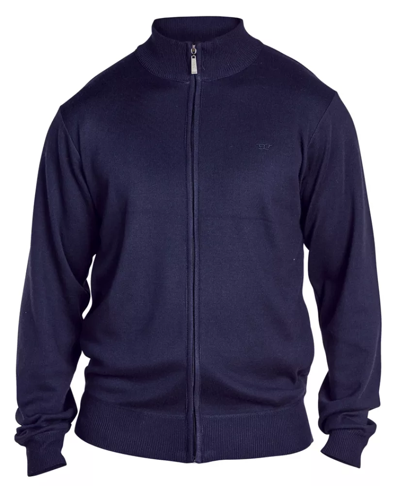 Pull cardigan manches longues bleu marine 2XL et 3XL-2XL