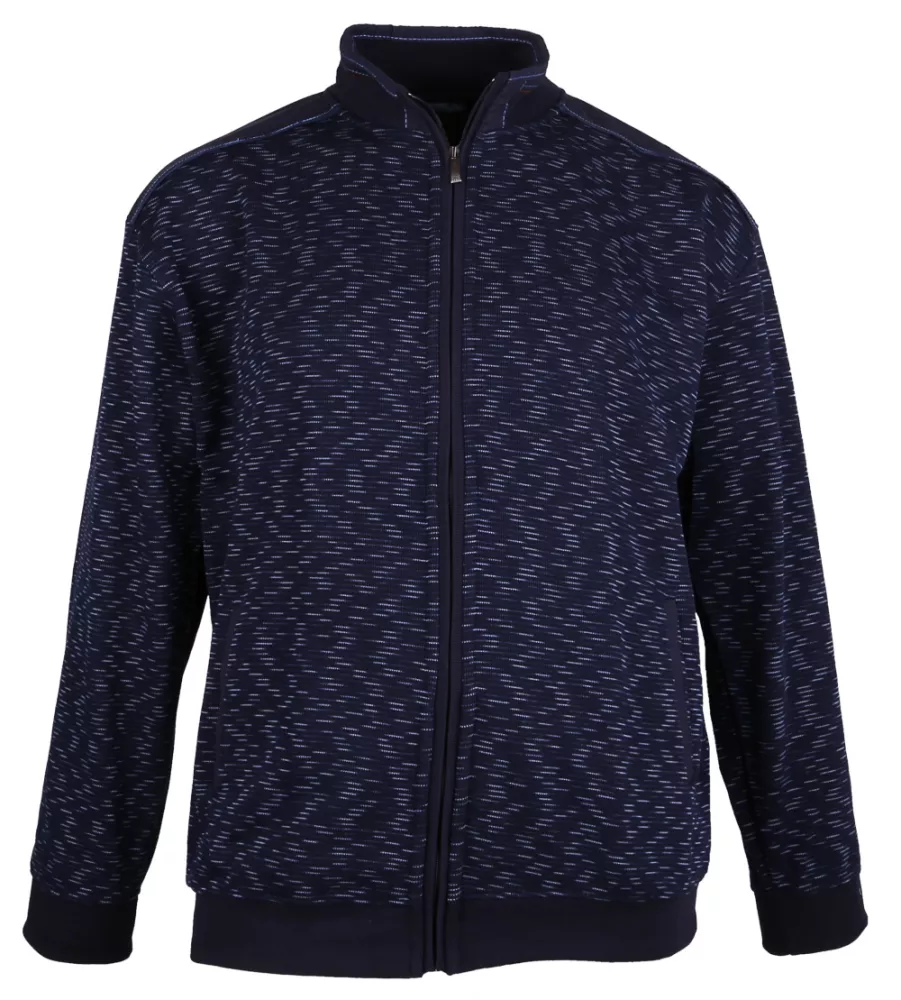 Blouson zippé mélange de bleu Foncé de 3XL à 5XL-5XL