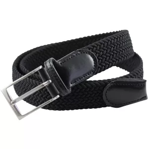 Ceinture tressée élastique noir 130 à 150 cm