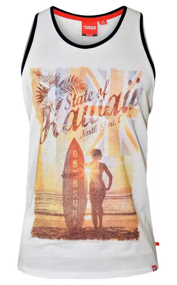 Débardeur imprimé Surf Hawaï blanc-2XL