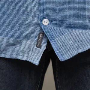 Chemise manches courtes Grands carreaux bleu 5XL-5XL