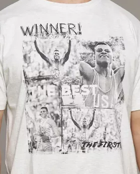 T-shirt manches courtes Carl Lewis gris chiné 3XL à 8XL-3XL