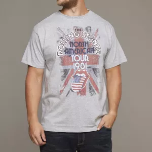 T-shirt manches courtes Rolling Stones gris chiné 2XL à 8XL