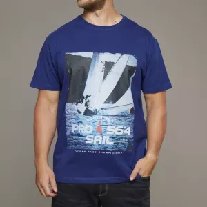 T-shirt imprimé nautique manches courtes bleu marine