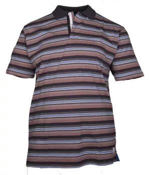 Polo manches courtes Brun ligné bleu de 4XL et 5XL