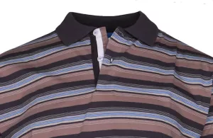 Polo manches courtes Brun ligné bleu de 4XL et 5XL-5XL