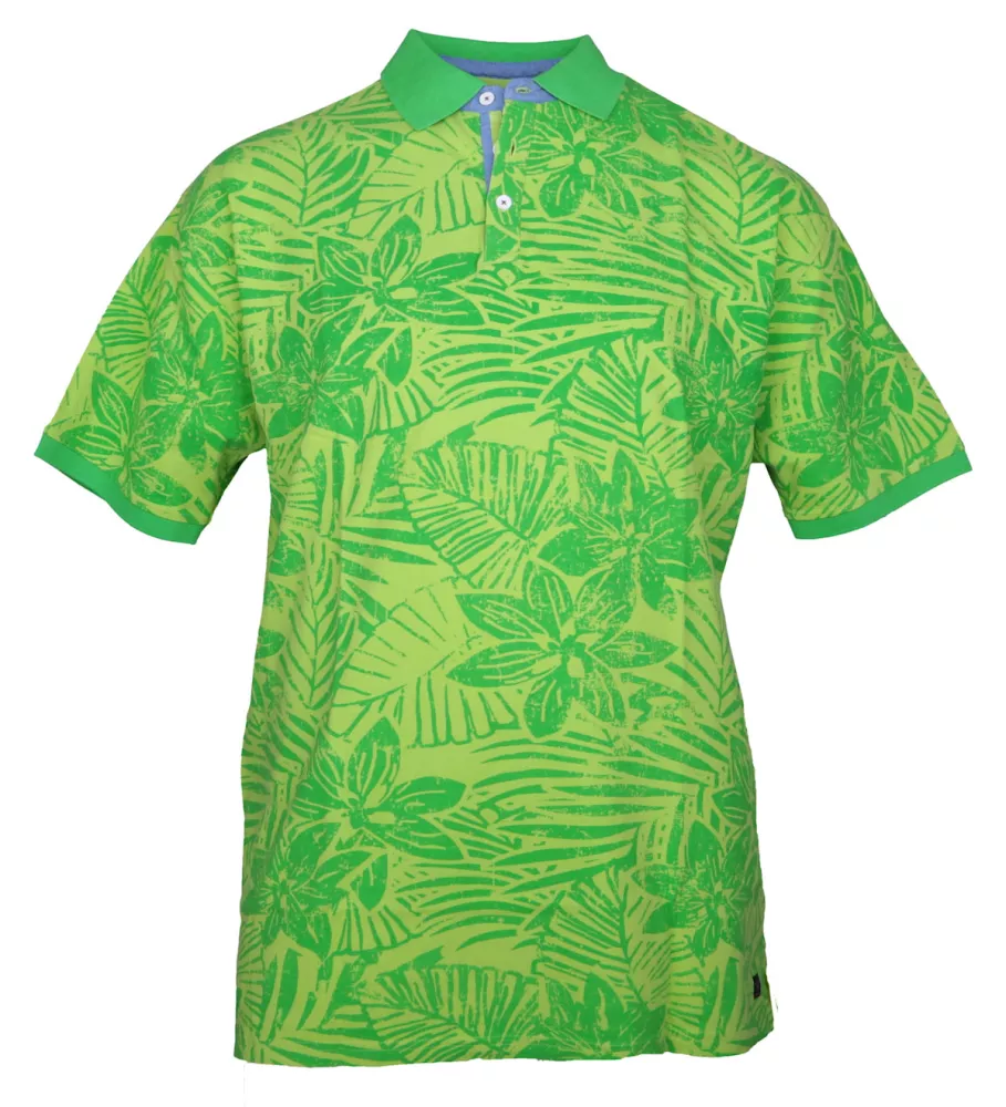 Polo manches courtes vert Motif Floral 4XL et 6XL-4XL