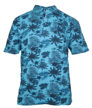 Polo Hawaïen manches courtes bleu turquoise