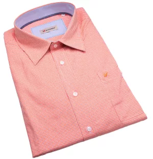 Chemise fantaisie manches longues petits carreaux orange de 3XL à 8XL