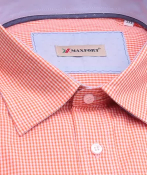 Chemise fantaisie manches longues petits carreaux orange de 3XL à 8XL-6XL