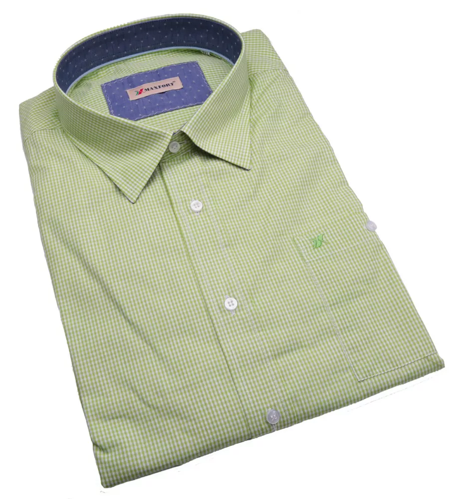Chemise fantaisie manches longues petits carreaux vert de 3XL à 8XL-3XL
