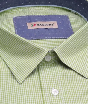 Chemise fantaisie manches longues petits carreaux vert de 3XL à 8XL-3XL