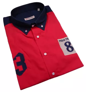 Chemise manches courtes Marine et Rouge 