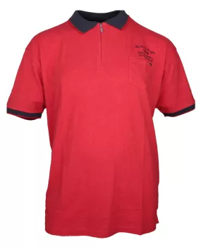 Polo col zippé manches courtes rouge