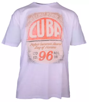 T-shirt Cuba blanc effet vintage
