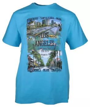 T-shirt Los Angeles bleu azur visuel urbain