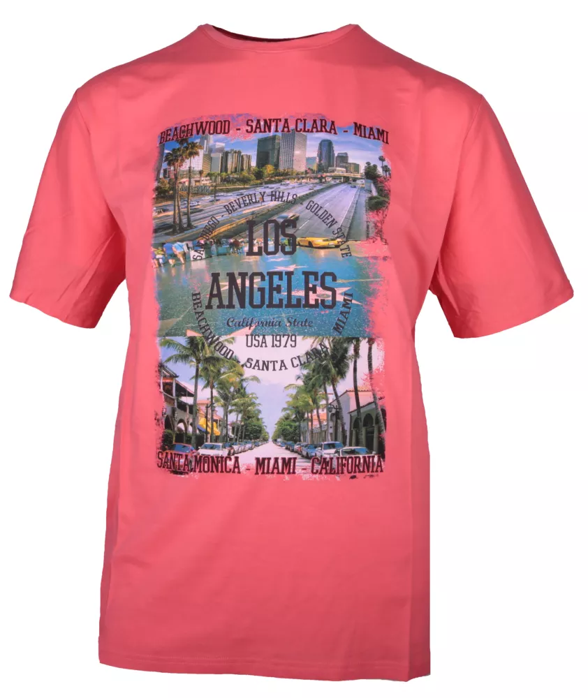 T-shirt manches Courtes Rouge Corail de 3XL à 7XL-4XL